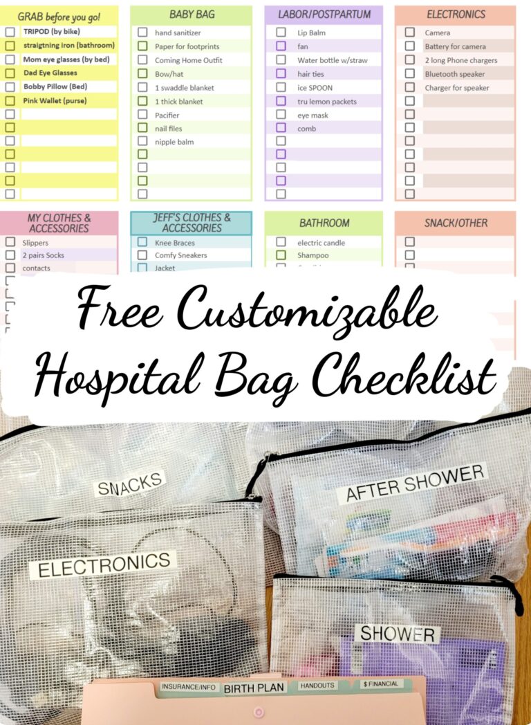 Free Customizable Hospital Bag Checklist