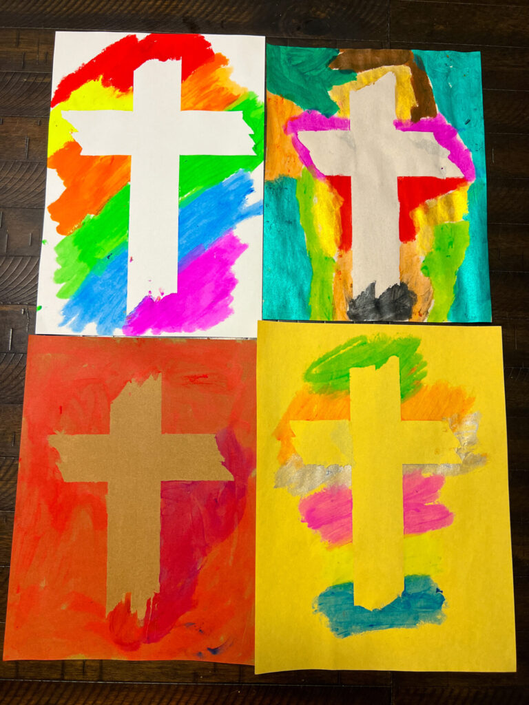 Sunday School Painter's Tape Cross using Paint Sticks