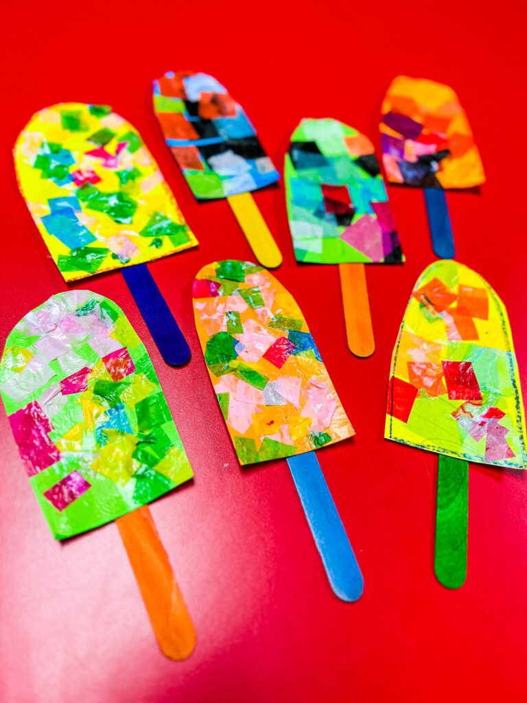 Summer Crafts for 2 and 3-Year-Olds - Tissue Paper Popsicles