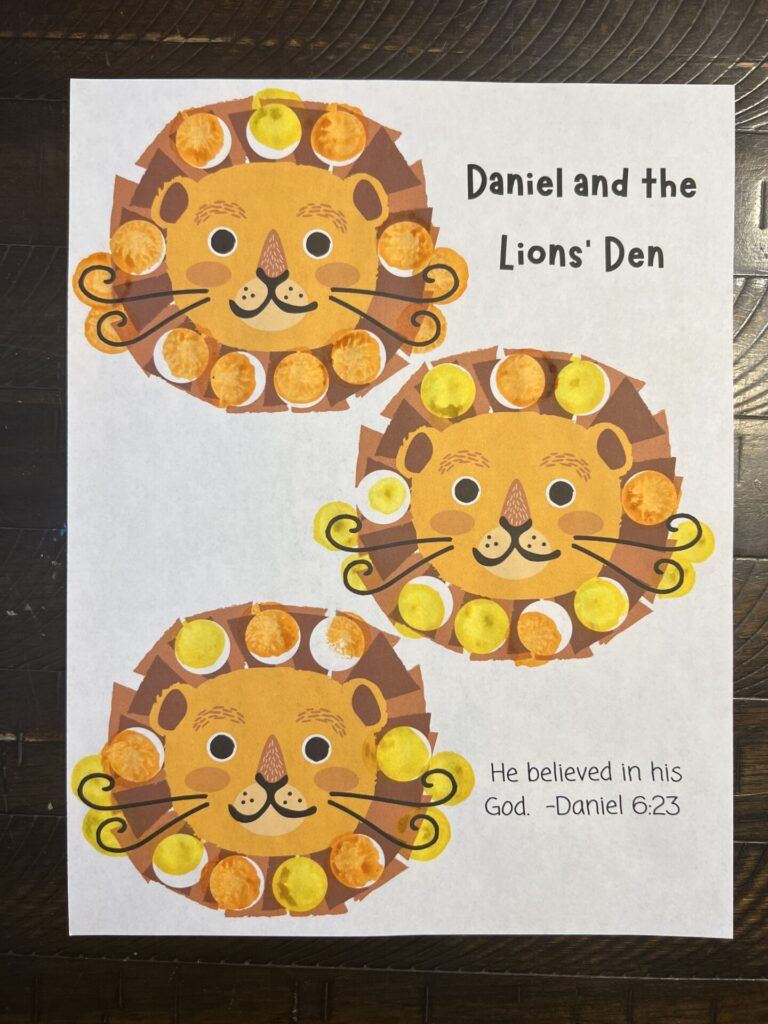 Daniel and the Lions' Den Bingo Dauber Coloring Sheet

