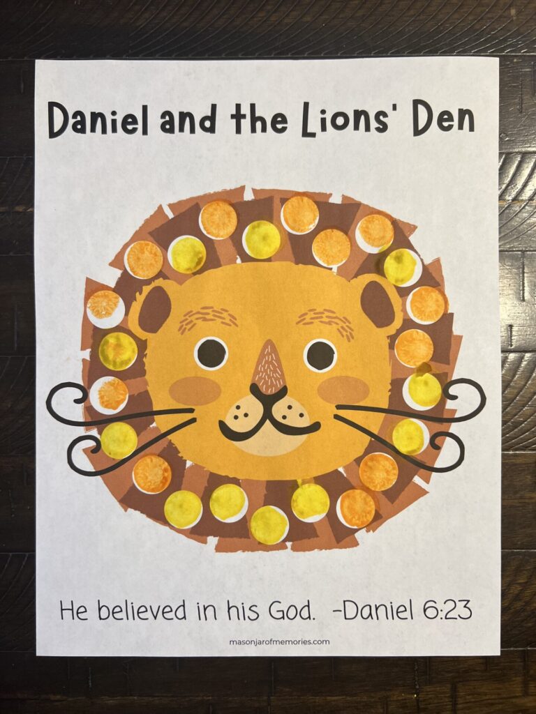 Daniel and the Lions' Den Dauber Coloring Sheet