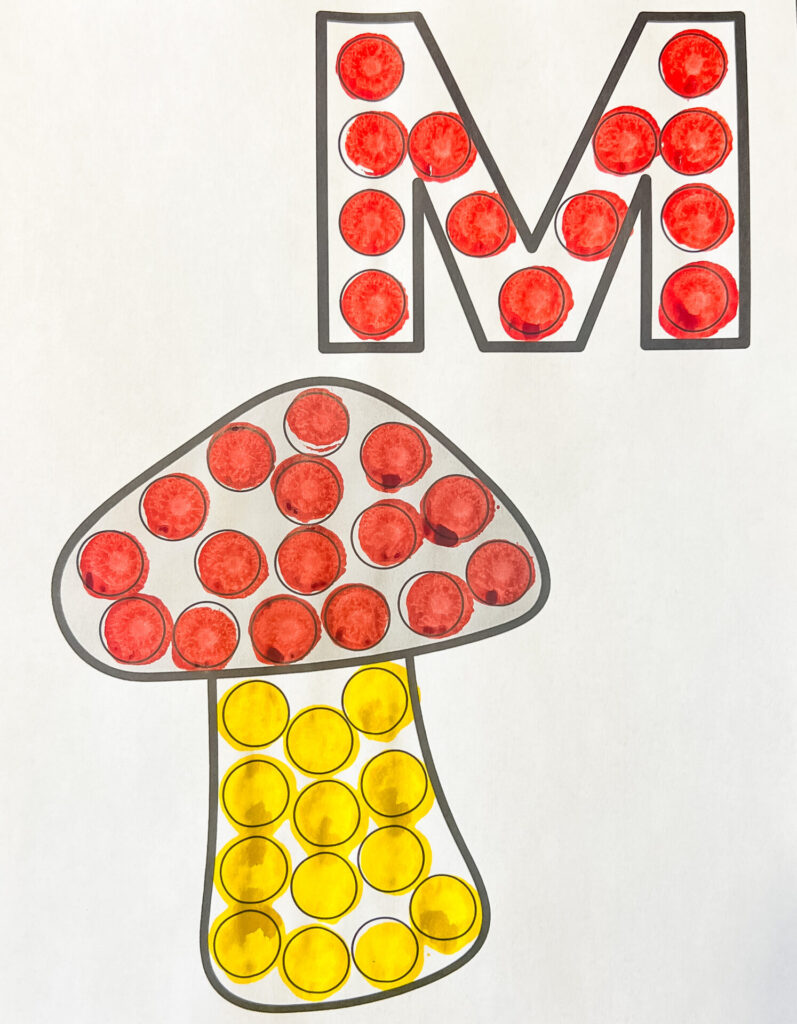 Bingo Dauber Mushroom Printable for Preschoolers