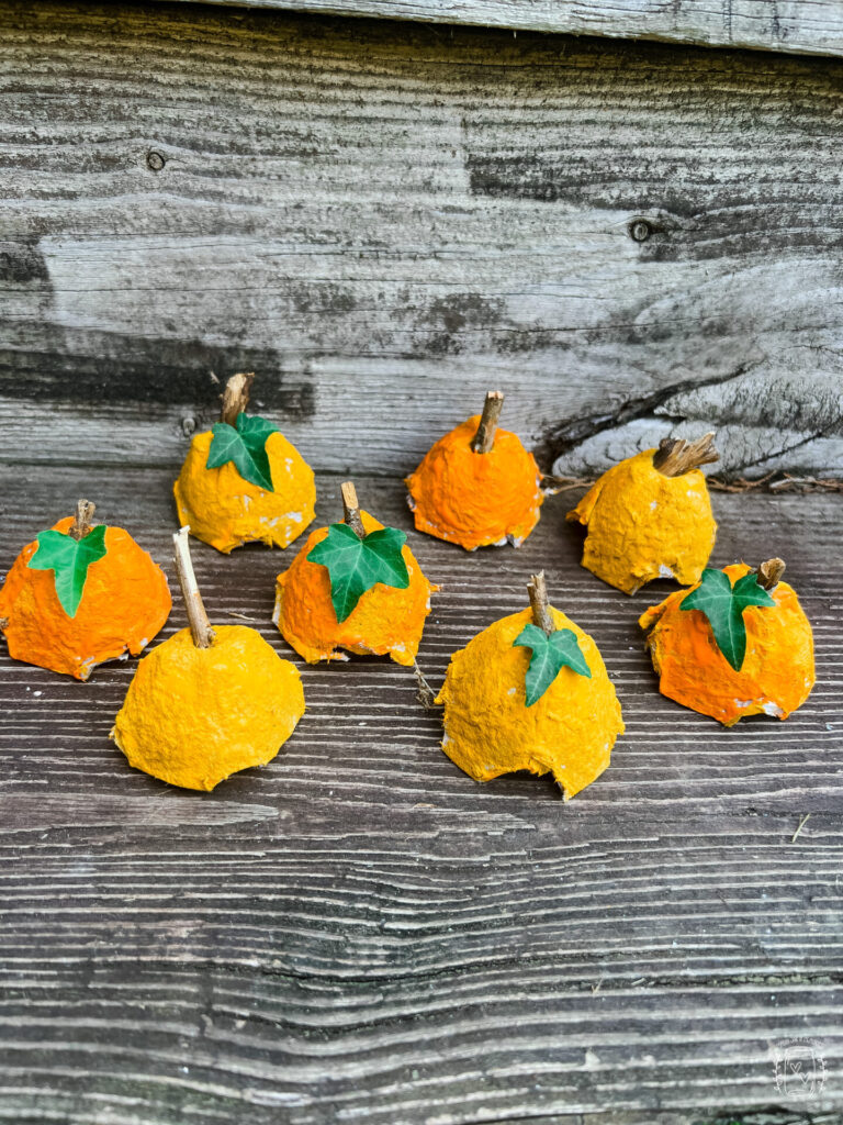 Egg Carton Pumpkins with no googly eyes, more natural look.