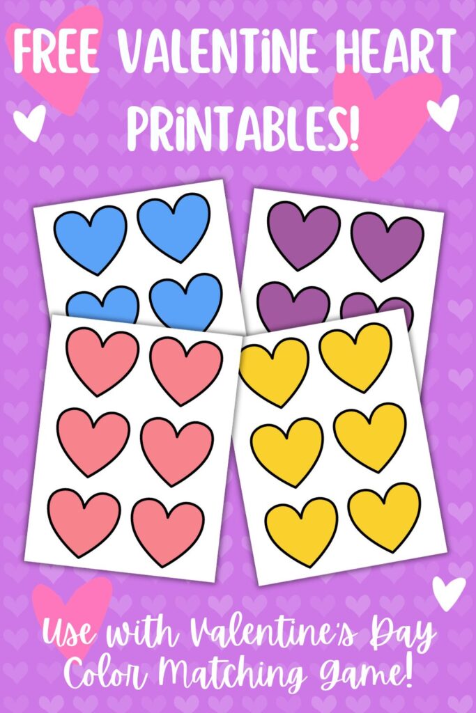 Color Matching Game Valentine Hearts Printable