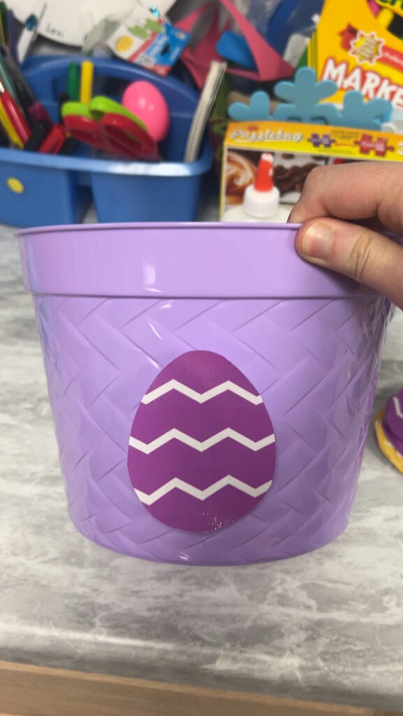 Purple Easter Egg Basket for Easter Egg Hunt Color Matching Game for Toddlers and Preschool aged children.
