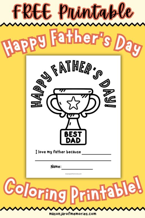 Free Father's Day Printable, Father's Day Coloring Pages with Best Dad Trophy
